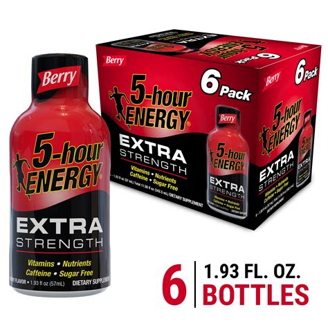 5-Hour Energy® Shot, Extra Strength, Berry, 1.93 oz, 6 Pack - Walmart.com - Walmart.com