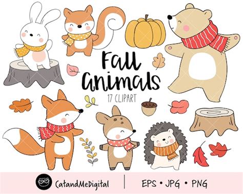 Fall Animals Clipart Autumn Woodland Png Fall Clipart Forest - Etsy