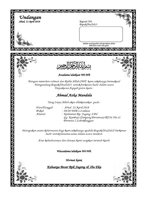 Contoh Undangan Aqiqah | PDF