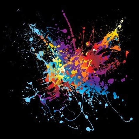 Colourful splat design with black background | Splatter art, Ink splatter, Painting