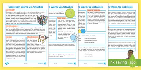 Classroom Warm-Up Activities | Primary Teaching Resources