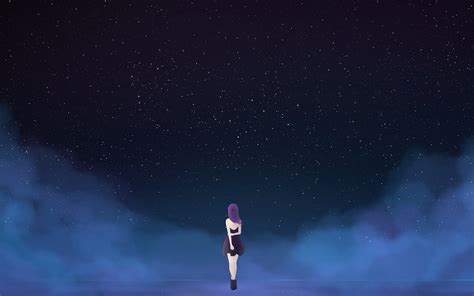 Starry Sky, Fantasy, Anime Girl, Minimal, Night, Wallpaper - 3840x2400 ...