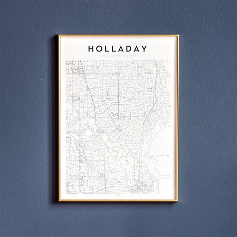 Holladay Utah Holladay Map Holladay Print Holladay Wall | Etsy