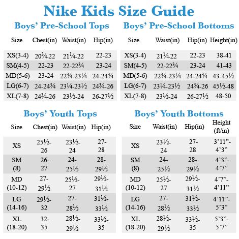 Grade School Nike Kids Shoes Size Chart - Leather Shoes