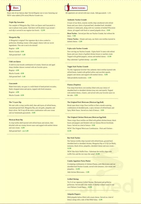 Margarita's of Green Bay menu in Ashwaubenon, Wisconsin