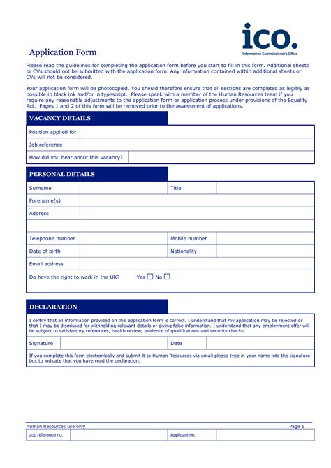 Application Form Template Uk | HQ Printable Documents