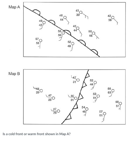 Solved Is a cold front or warm front shown in Map A? | Chegg.com