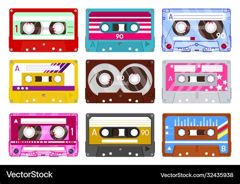 Retro audio cassette vintage audio tape 90s Vector Image