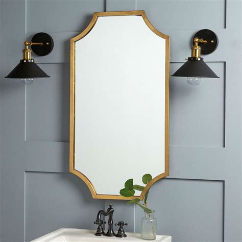 gold bathroom mirror with scalloped corners unconventional bath vanity mirror shape inspiration ...