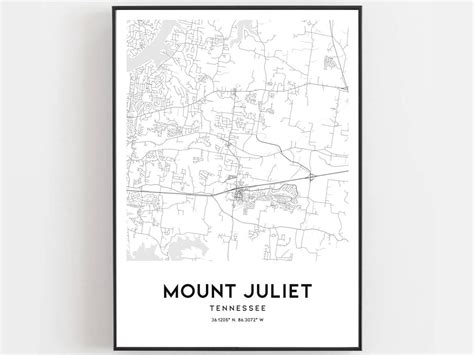 Mount Juliet Map Print Mount Juliet Map Poster Wall Art Tn | Etsy