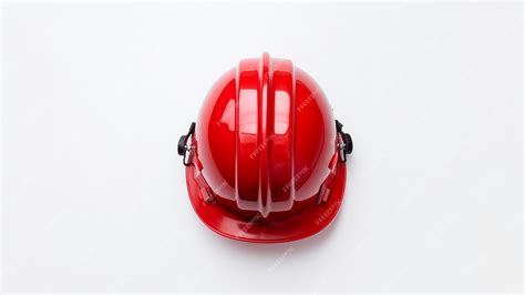 Premium AI Image | Red hard hat isolated on a white background Safety helmet for workers or ...