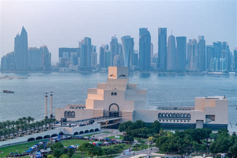 Museum of Islamic Art and Skyline of Modern Doha Editorial Photo ...