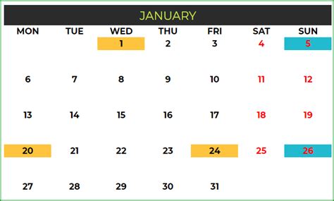 2020 Monthly Calendar Template Google Sheets