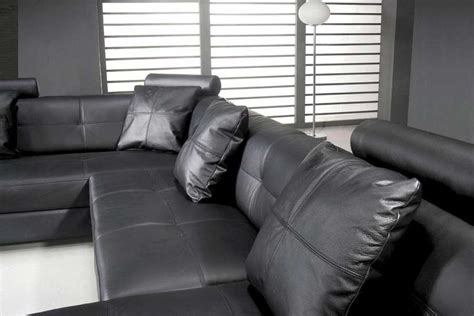 Omega Modern Black Leather Sectional Sofa | Leather Sectionals