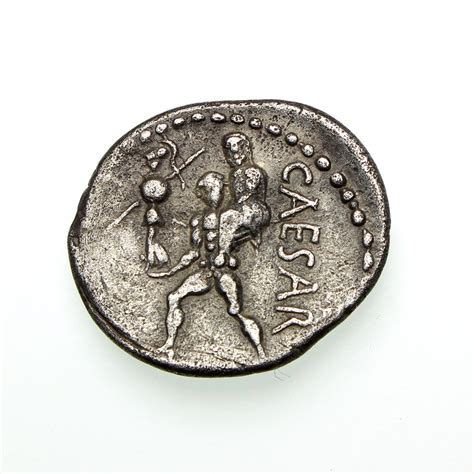 Julius Caesar Silver Denarius 47-46BC African mint - Silbury Coins : Silbury Coins