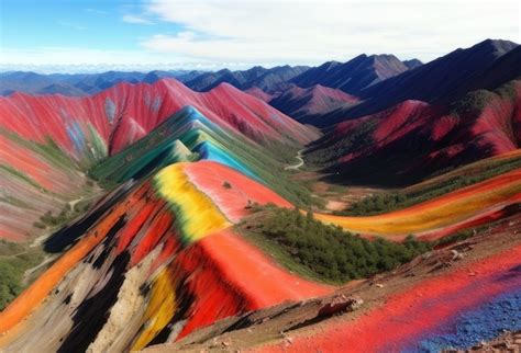 Premium AI Image | view of rainbow mountain