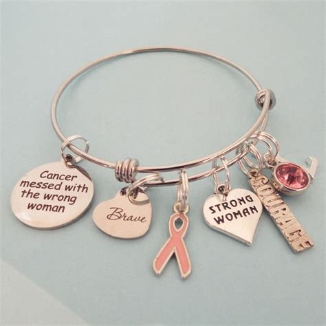 Breast Cancer Survivor Jewelry, Cancer Survivor Charm Bracelet, Gift ...