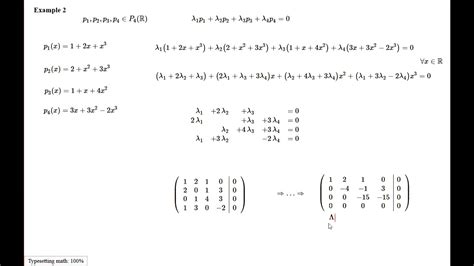 Linear Dependence, Pn Examples, Example 2 - YouTube