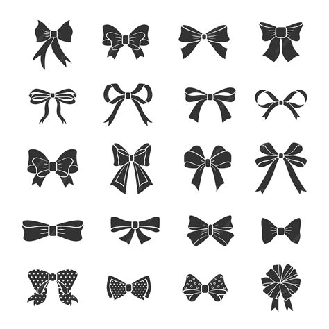 Premium Vector | Bows silhouettes Vector black ribbon bow graphic ...