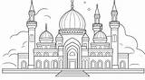 Ramazan Festivali Için Yazdırılabilir Boyama İslam Camisini öğrenen  sketch template