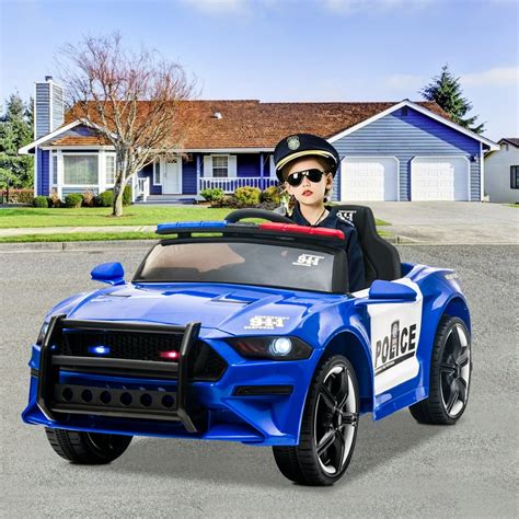 Ride On Toys Kids Police Car, 12V Battery Powered Electric Police Truck ...