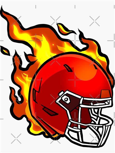 "american football red helmet on fire " Sticker for Sale by ...