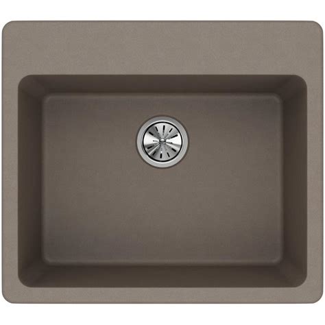 Elkay Quartz Classic Drop-In Composite 25 in. Single Bowl Kitchen Sink in Greige-ELG2522GR0 ...