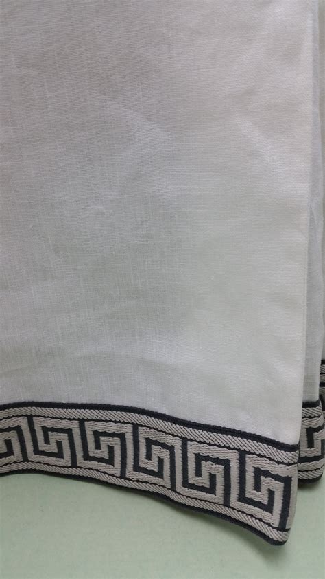 White Linen Tableskirt Pleated Table Skirt With Greek Key | Etsy