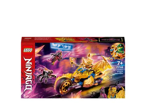 LEGO 71768 NINJAGO Jay's Golden Dragon Set, Toy Motorbike with Dragon, Spider Figure and Jay ...