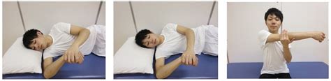 Methods of stretching techniques; conventional sleeper stretch (left),... | Download Scientific ...