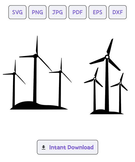 Wind Turbine Silhouette SVG, Svg, Wind Turbine Dxf, Eps, Wind Turbine ...