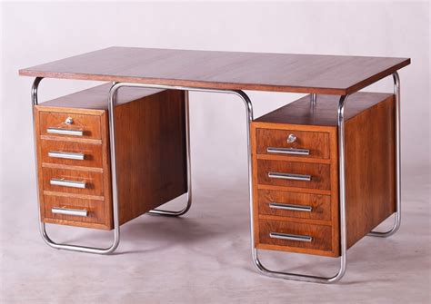 Oak Bauhaus Chrome Writing Desk by Marcel Breuer for Thonet, 1930s | #120102