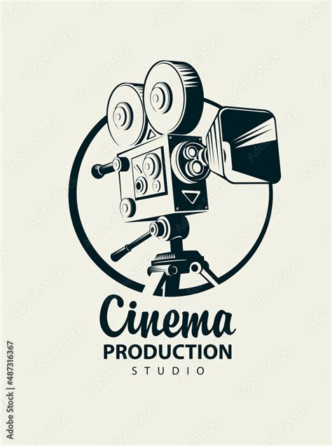 Vector icon or logo for Cinema production studio with old-fashioned ...