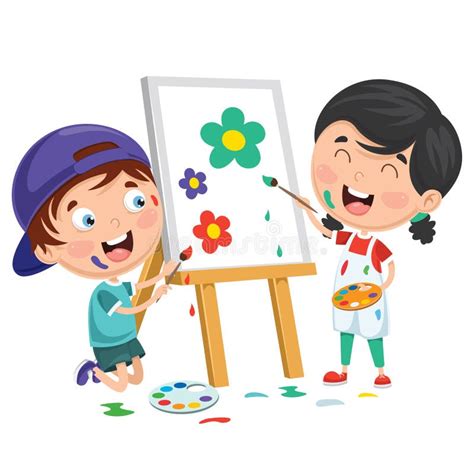 Cartoon Kids Painting Canvas Stock Illustrations – 904 Cartoon Kids ...