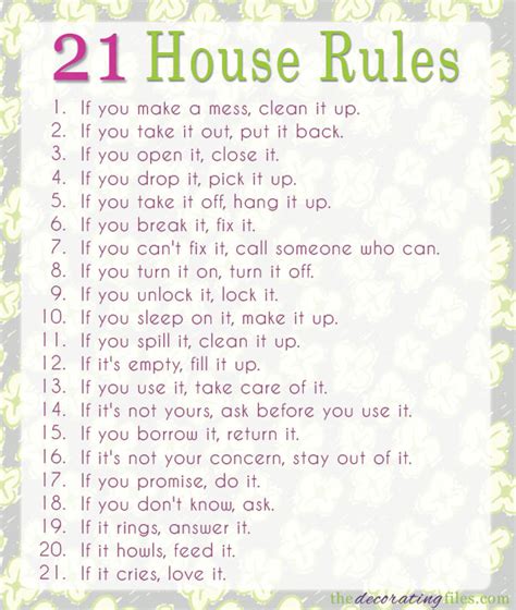 Printable House Rules For Guests