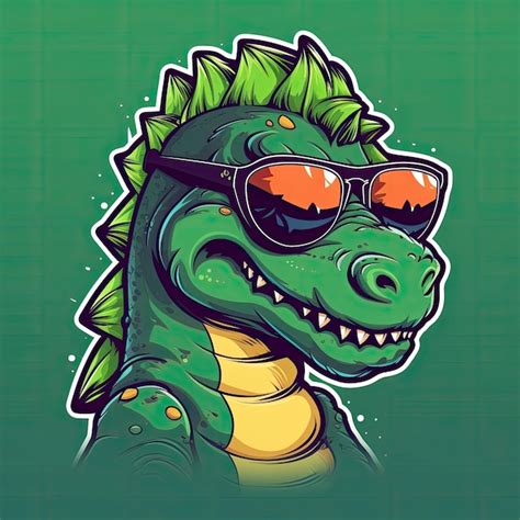 Premium Photo | A cartoon dinosaur with sunglasses on his head