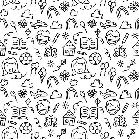 Stylish Children Day Doodle Seamless Pattern Background 13270247 Vector ...