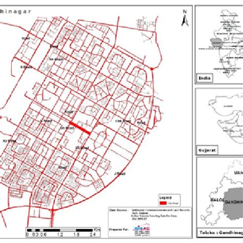 IRS LISS-IV image of Gandhinagar city showing infrastructure and ...