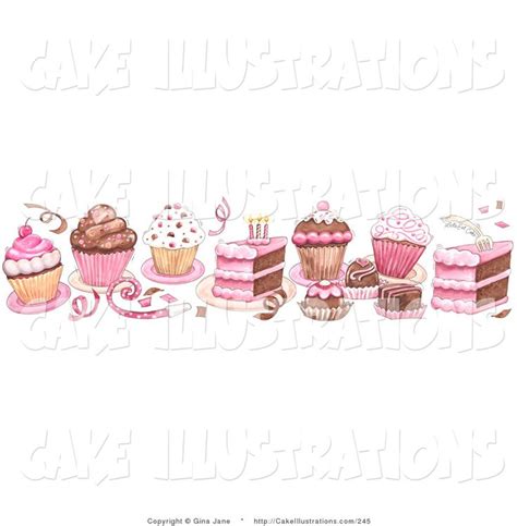 Slice Of Cake Clip Art | Illustration of a Pink Border of Birthday Cake ...