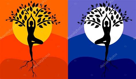 Yoga tree pose silhouette — Stock Vector © Caribia #59514521