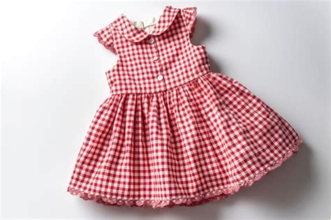 Red And White Checkered Dress For Girl On White Background Generative ...