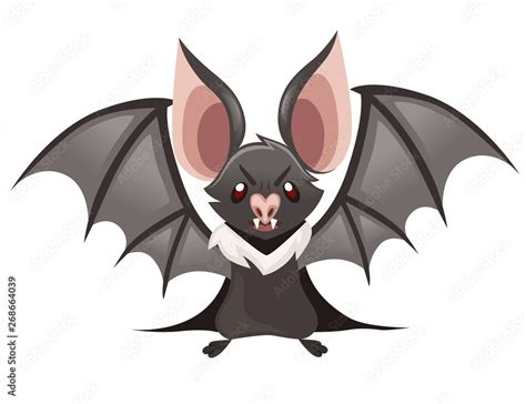 Cartoon bat. Cute vampire bat, flying mammal. Flat vector illustration isolated on white ...