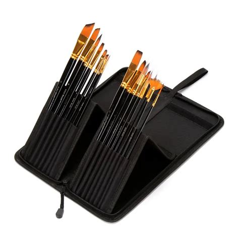 15Pcs Professional Oil Paint Brush Set With Canvas Bag Watercolor ...