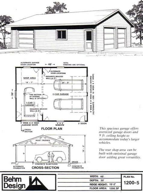 Garage Plans With Shop - 1200-5 | Garage design, Garage plans, Garage ...