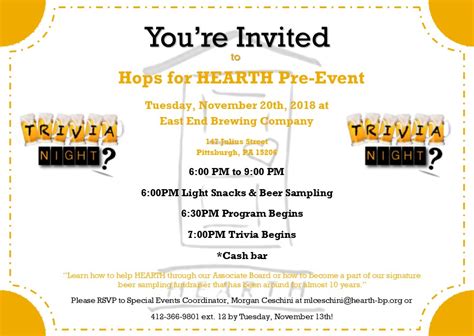 HEARTH Trivia Night Invitation - PUMP