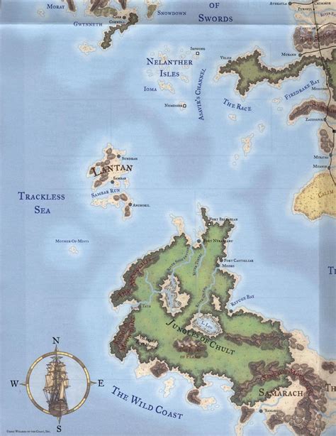 D&D: The Trackless Sea with the Sea of Swords to the North. Faerun and the west coast of Amn. I ...