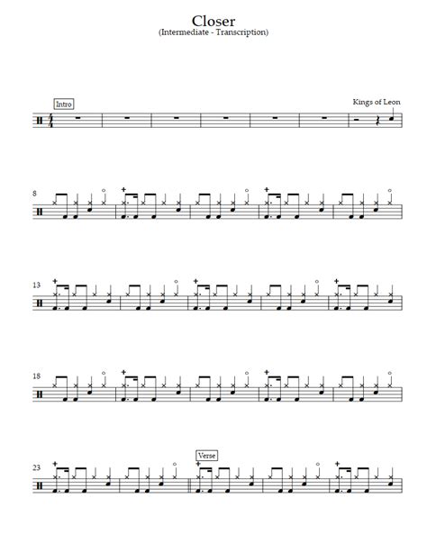 Closer - Original Version (Intermediate Level) (Kings of Leon) - Drums ...