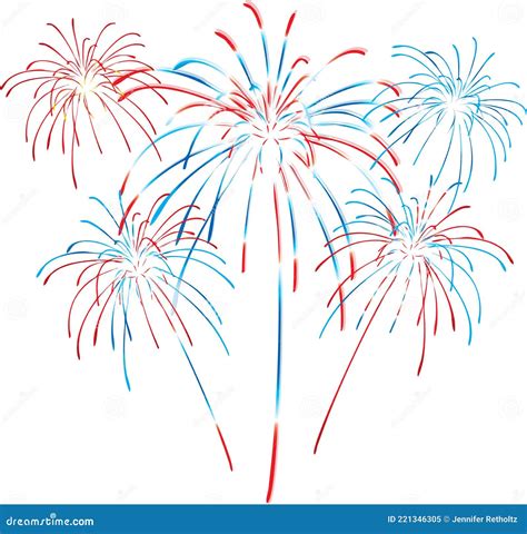 Fireworks Red And Blue On White Background Cartoon Vector ...