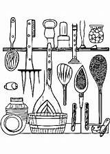 Page à Colorier Sur Les Ustensiles Et Outils De Cuisine · Creative Fabrica sketch template