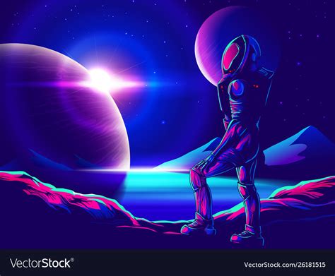 Space exploration art in comic style Royalty Free Vector